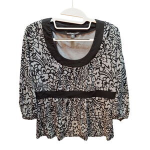 Briggs New York Womens Blouse Black Size Medium Long Sleeve Pullover Elastic